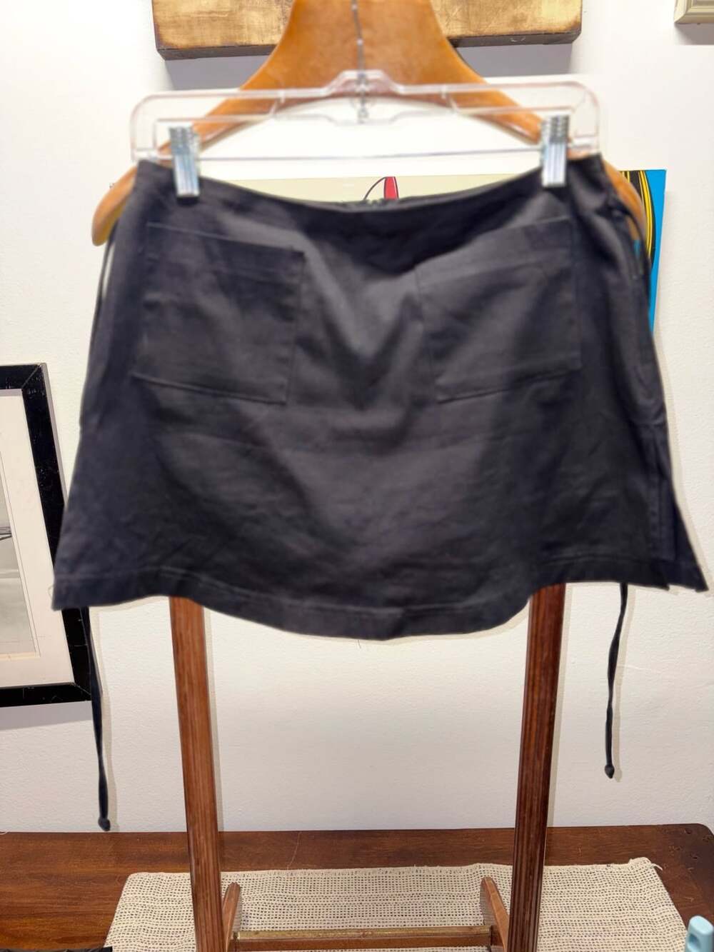 Rave Stretch Mini Skirt Size M Black Pocket Y2K